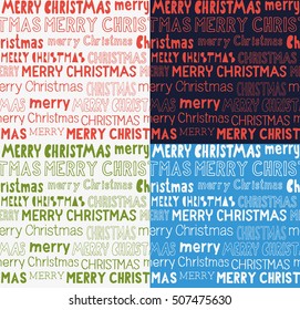 Thematic Christmas seamless pattern. Various typefaces saying "Merry Christmas"