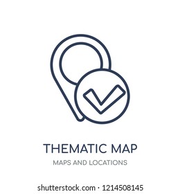 Thematic Map icon. Thematic Map linear symbol design from Maps and locations collection. Simple outline element vector illustration on white background.