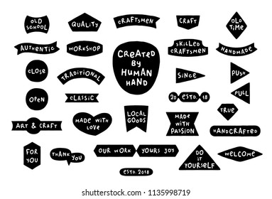 Thematic set of emblems on the theme - Handmade. Vector design elements