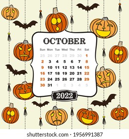 Halloween October 2022 Calendar October Calendar Pumpkin Images, Stock Photos & Vectors | Shutterstock