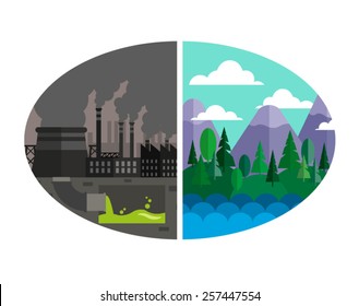 Thematic vector concept illustration: pollution of environment 