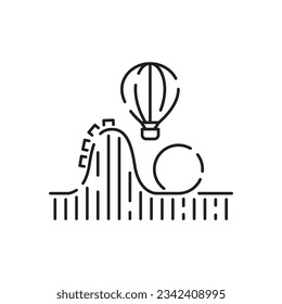 Theme amusement park sing. Thin line art icons. Festival fun. Linear style illustrations isolated on white
