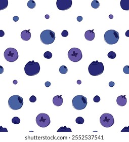 Theme big colored seamless pattern with blueberry, bright berry pattern for seal. vector graphic line Berry pattern consisting of beautiful seamless repeat blueberry.

