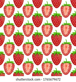 Theme big colored seamless strawberry, bright berry pattern for seal. Berry pattern consisting of beautiful seamless repeat strawberry. Simple colorful pattern berry from seamless soft strawberry.