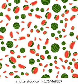 Theme big colored seamless watermelon, bright berry pattern for seal. Berry pattern consisting of beautiful seamless repeat watermelon. Simple colorful pattern berry from seamless soft watermelon.