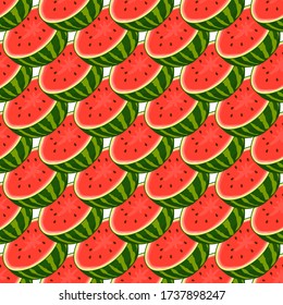 Theme big colored seamless watermelon, bright berry pattern for seal. Berry pattern consisting of beautiful seamless repeat watermelon. Simple colorful pattern berry from seamless soft watermelon.