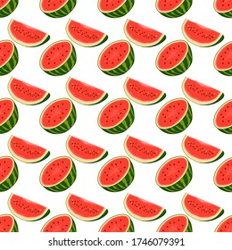 Theme big colored seamless watermelon, bright berry pattern for seal. Berry pattern consisting of beautiful seamless repeat watermelon. Simple colorful pattern berry from seamless soft watermelon.