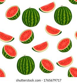 Theme big colored seamless watermelon, bright berry pattern for seal. Berry pattern consisting of beautiful seamless repeat watermelon. Simple colorful pattern berry from seamless soft watermelon.