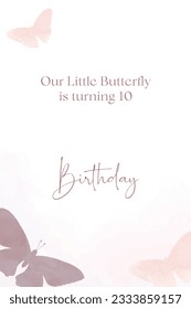 theme design of birthday with pink butterfly 
