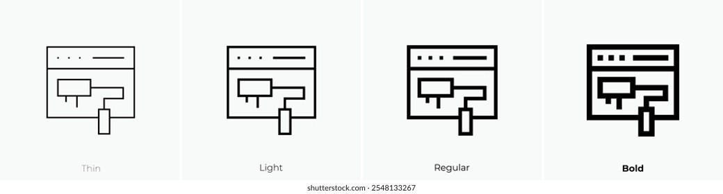 theme icon. Thin, Light Regular And Bold style design isolated on white background