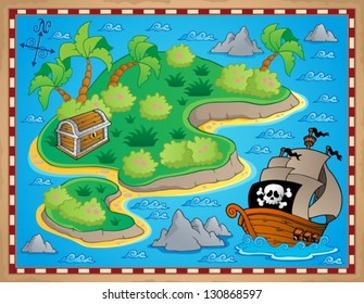 Theme with island and treasure 2 - vector illustration.