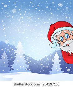 Theme with lurking Santa Claus - eps10 vector illustration.