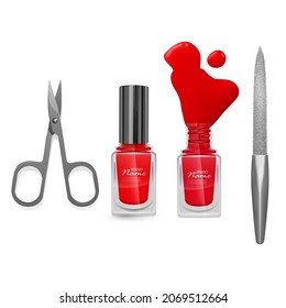 Tema de las herramientas de manicura, aisladas en un fondo blanco, Formato vectorial