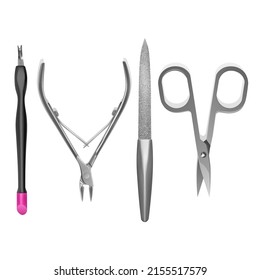 Theme of manicure tools isolated on a white background Vector illustration