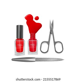 Theme of manicure tools isolated on a white background Vector art
