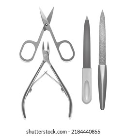 Theme of manicure tools, isolated on a white background, Vector illustration