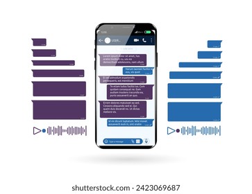 Theme mobile chatting sms template bubbles. Put your own text in message clouds.