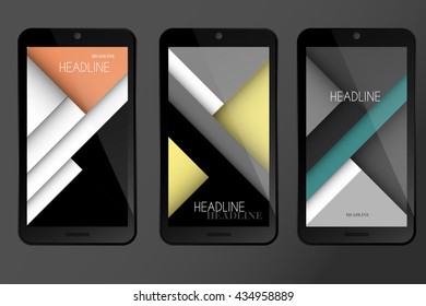 Theme for Mobile phone screen saver with geometric flat line art paint.