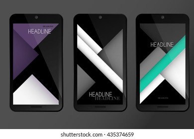 Theme for Mobile phone screen saver with geometric flat line art paint.