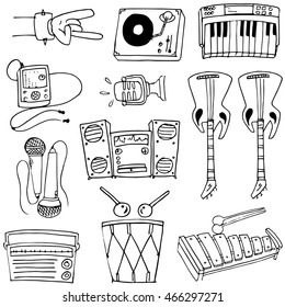 Theme music doodles vector art collection stock