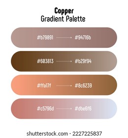 Theme name: Copper  Brown gradient palette and color codes  Bright  neon  trendy  frequently used transitional tones  Vector 