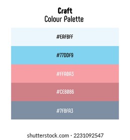Theme name: Craft. Colour palette with color codes. Bright, trendy, frequently used transitional tones. Vector.