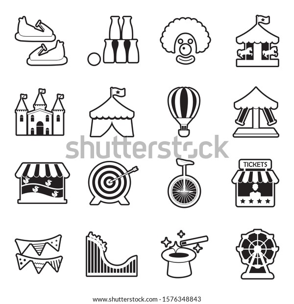 Theme Park Icons. Line With Fill Design.\
Vector Illustration.