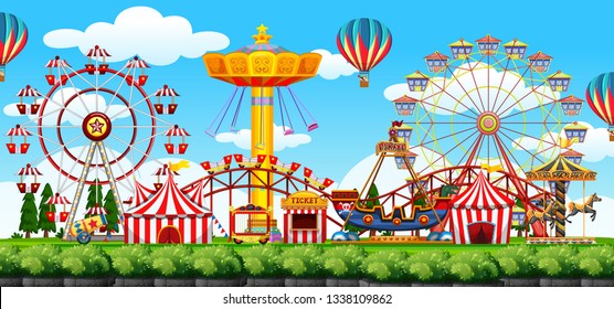 A theme park scene illustration