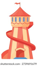 Theme park tower slide ride cartoon icon
