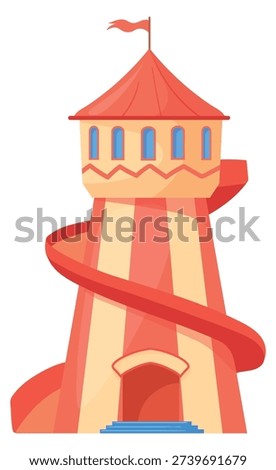 Theme park tower slide ride cartoon icon