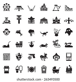 Theme Park And Zoo Icon Vector Set