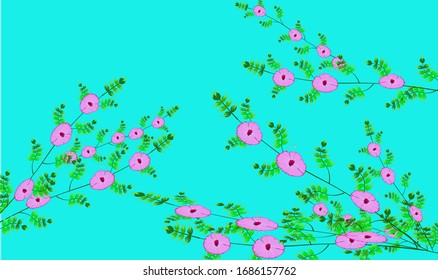 theme with pink flowers and leaves