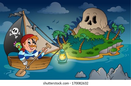 Theme with pirate skull island 2 - eps10 vector illustration.