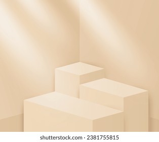 Muestra de producto tema podio. soporte de producto en el fondo del tono de la tierra. Vector.