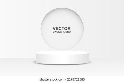 Theme product presentation podium display circle shape white background. Vector.