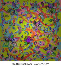 Tema sem emenda padrão Plano de fundo. Design de elementos de flor plana.padrão floral sem costura na ilustração vetorial Padrão de tecido bonito. Mola Colorida 