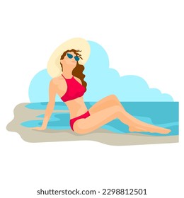 Thema der Sommerferien. Schönes junges Mädchen in Bikini 
