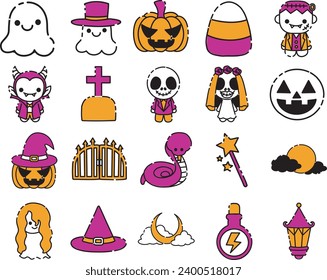 The theme of this icon set is Halloween. Set collection of cute ghost with variation costumes. Cute kawaii halloween icons. Cute ghost clip art ghost halloween. Cute childish ghosts. Halloween ghosts.