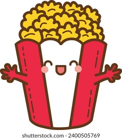 The theme of this illustration is Fastfood. Funny french fries cartoon character. Cute cartoon food illustration. Kawaii food cartoon vector icon. Cute potato french fries box images. Isolated vector.
