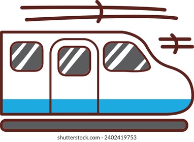 The theme of this illustration is Japanese. Shinkansen clip art. Isolated of tramcar. Train in Japan. Train on railway. Simple element from transport icon. Icon of japanese. Fast train. Transportation