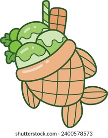 The theme of this illustration is Matcha. Matcha tea vector dessert set background. Matcha dessert japanese powder products. Set of various green dessert. Green aesthetic mocha green tea. Taiyaki