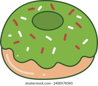 The theme of this illustration is Matcha. Matcha tea vector dessert set background. Matcha dessert japanese powder products. Set of various green dessert. Green aesthetic mocha green tea. Sweet donut.