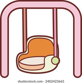The theme of this illustration is Playroom. Child swing flat icon. Baby classroom clip art. Play outdoor equipment for children. Facilities at park. Baby playground facilities. Baby swing vector art.