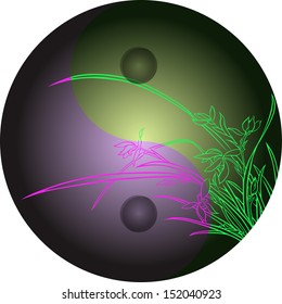 the theme of trigram with the flower--orchid, the feeling of peace