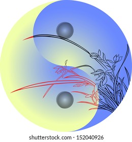 the theme of trigram with the flower--orchid, the feeling of peace