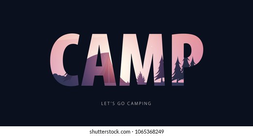 Theme of wild nature, survival in the wild, hunting, camping, trip. Mountain landscape. Wildlife. Vector Illustration
