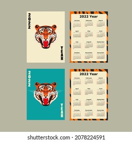 theme year of the tiger. wind calendar 2022. stylish calendar