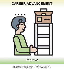 Themed career advancement icons are colored, giving a classy impression and are clear about the meaning of the image