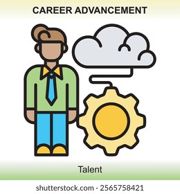 Themed career advancement icons are colored, giving a classy impression and are clear about the meaning of the image