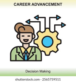 Themed career advancement icons are colored, giving a classy impression and are clear about the meaning of the image